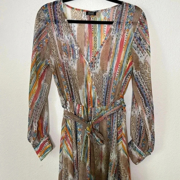 Spy Zone Maxi Vintage semi sheer animal print Dress Size Large - Picture 3 of 8